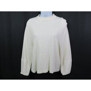 Texture & Thread Madewell Ivory Pullover Top S Mock Ribbed Knit Long Sleeve
